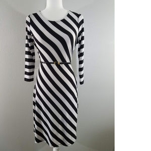 LAST CHANCE - Like New Calvin Klein Belted Striped Dress - 6